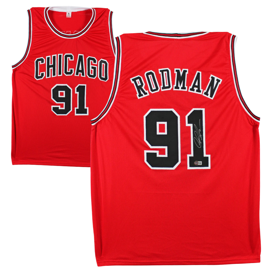 Dennis Rodman Signed Chicago Bulls Basketball Jersey with Beckett Witness